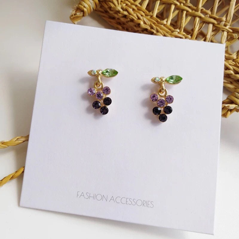 Grape Crystal Fruit Earrings