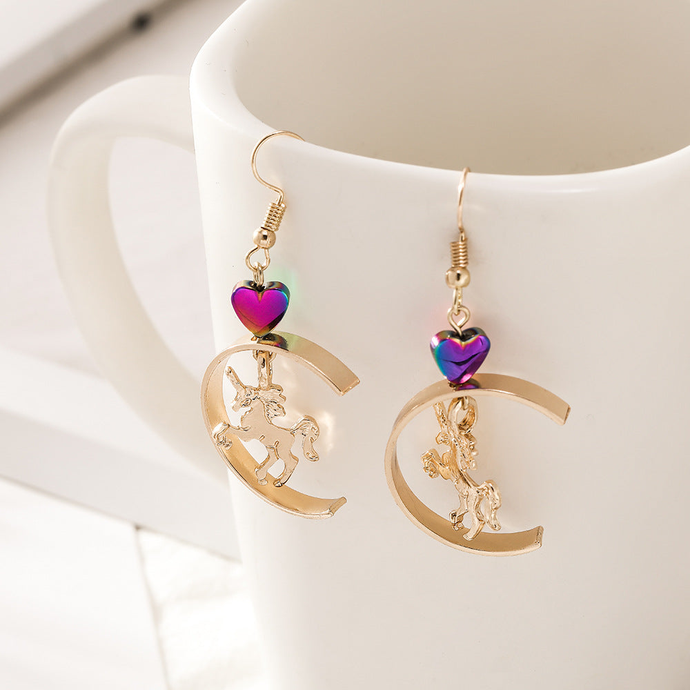 Golden Unicorn Dangle Earrings