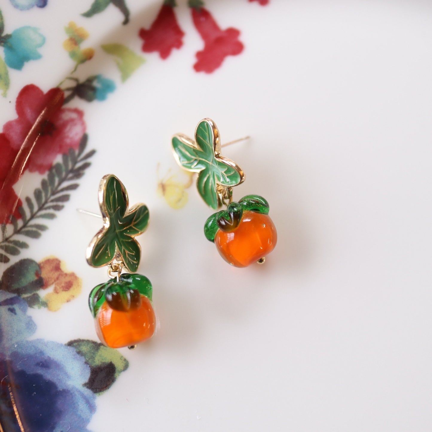 Orange Tangerine Citrus Fruit Drop Earrings