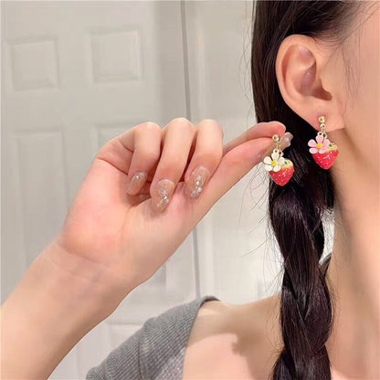 Strawberry and Flower Cute Earrings