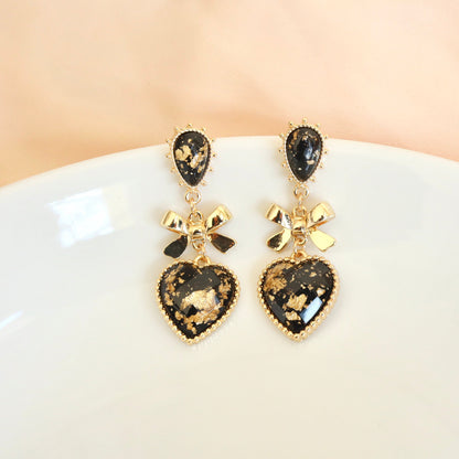 Princess Heart Gold Flake Gothic Lolita Earrings