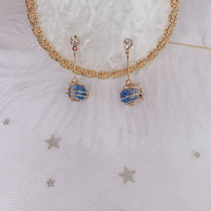 Blue Planet Glitter Star Earrings