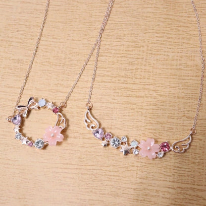 Magical Girl/ Cardcaptor Sakura Inspired Cherry Blossom Rose Gold Necklace