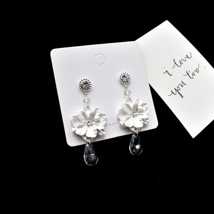 Bolivian White Flower Dangle Earrings