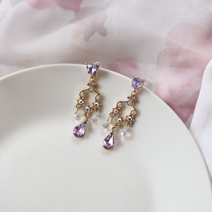 Chandelier Purple Lavender Crystal Dangle Earrings