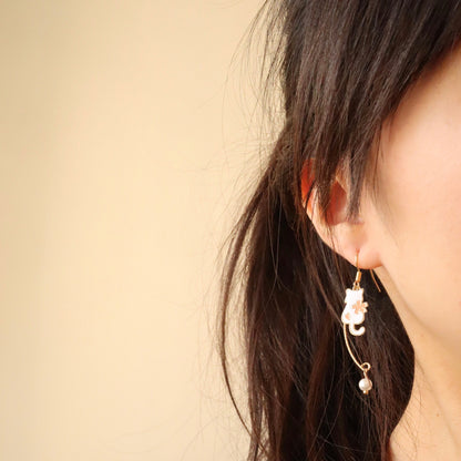 Sakura Cherry Blossom, Cat and Fan Laser-Cut Earrings