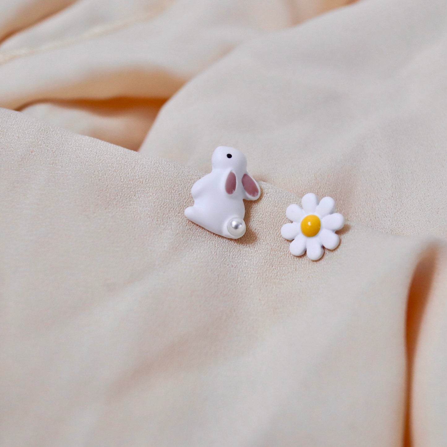 Rabbit and Daisy Stud Earrings