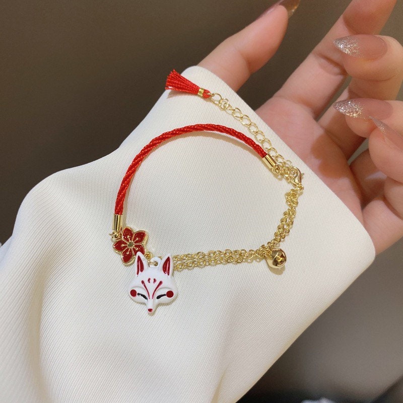 Japanese Style Fox/ Shrine/ Kitsune Bracelet, Sakura Cherry Blossom Bracelet