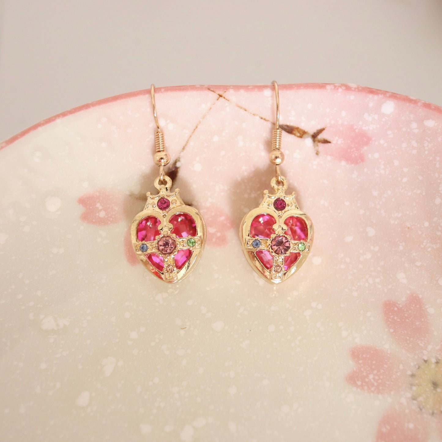 Sailor Moon Inspired Heart Crystal Compact Necklace/ Earrings/ Jewelry Set