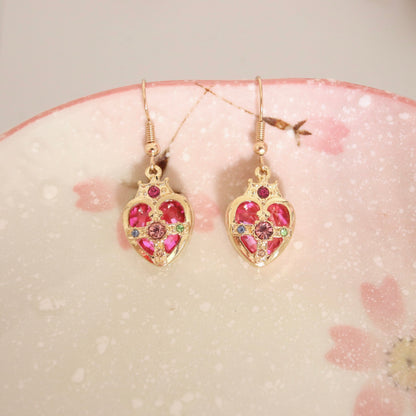 Sailor Moon Inspired Heart Crystal Compact Necklace/ Earrings/ Jewelry Set