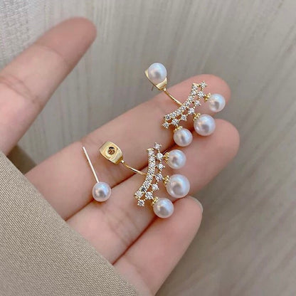 Two-Way Pearl Earrings with Chandelier Pearl Earring Jackets