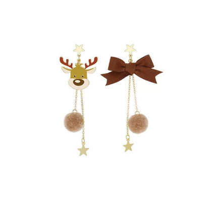 Reindeer Deer Animal Earrings, Christmas Dangle Earrings