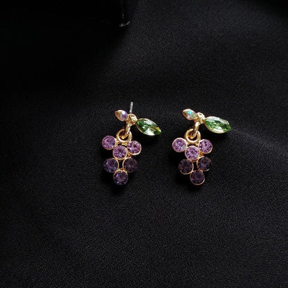 Grape Crystal Fruit Earrings