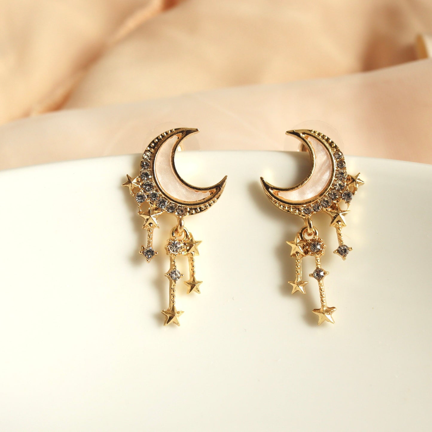 Moon & Star Gold Celestial Earrings