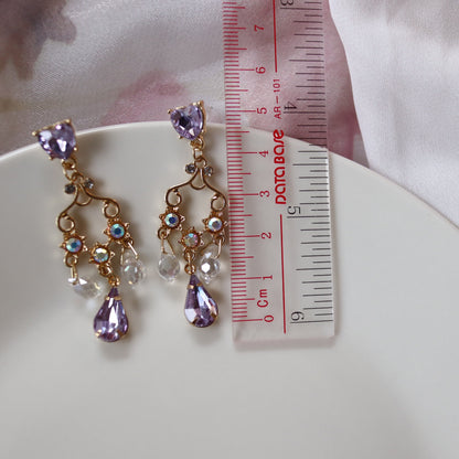 Chandelier Purple Lavender Crystal Dangle Earrings