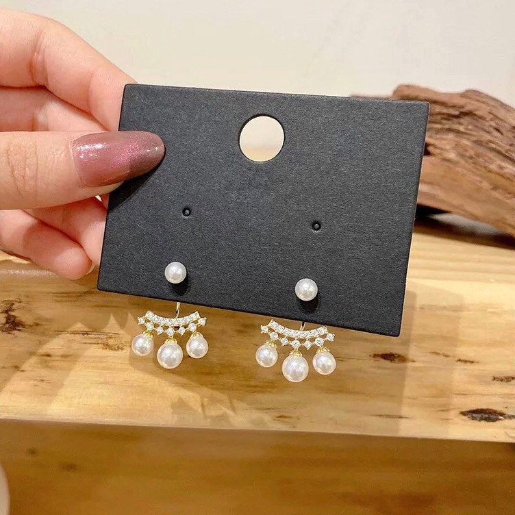 Two-Way Pearl Earrings with Chandelier Pearl Earring Jackets