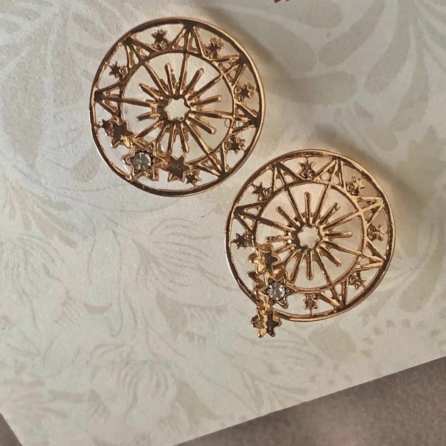 Gold Star Earrings with Jacket, Two Way Earrings