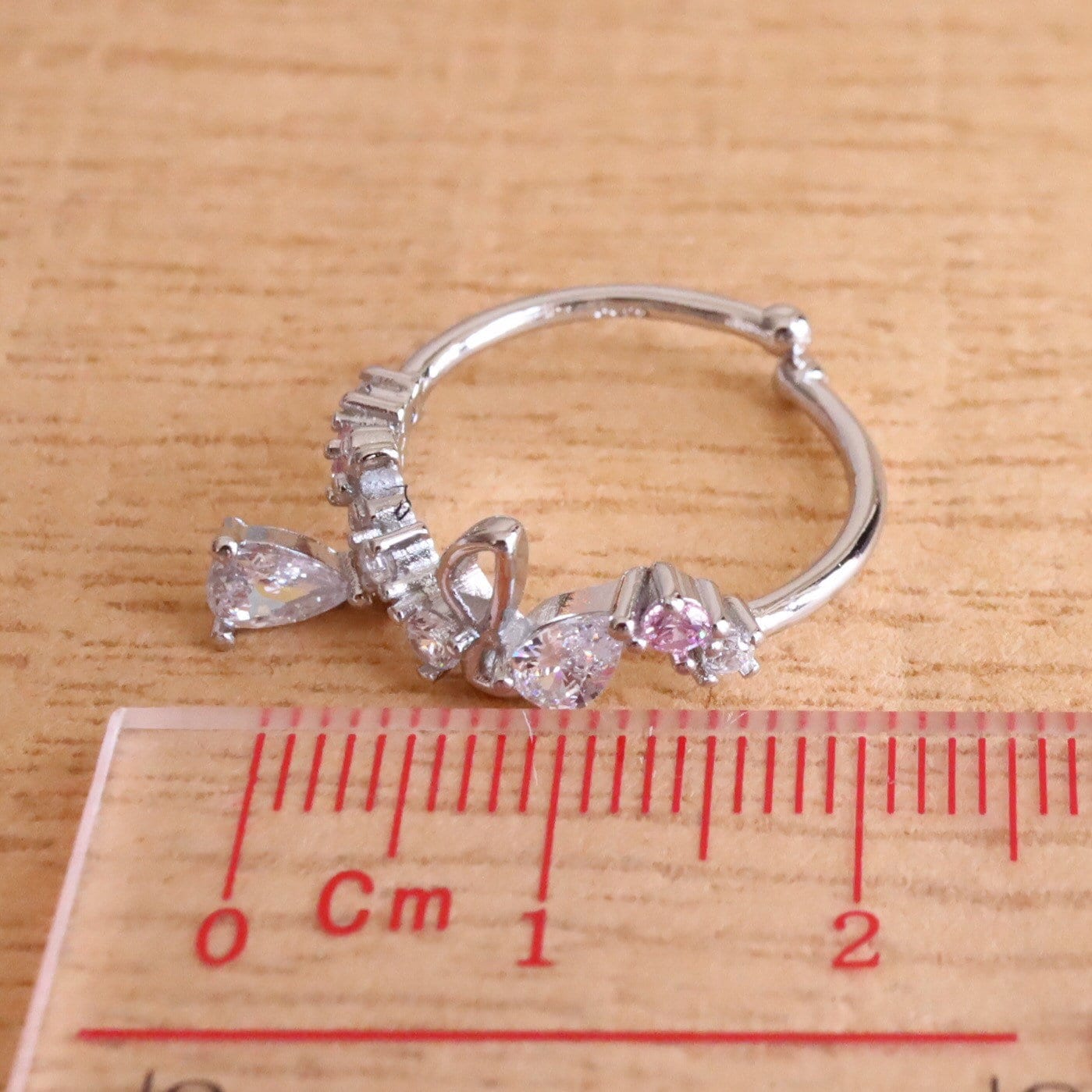 Butterfly and Floral Style Silver Ring, Open and Adjustable Ring