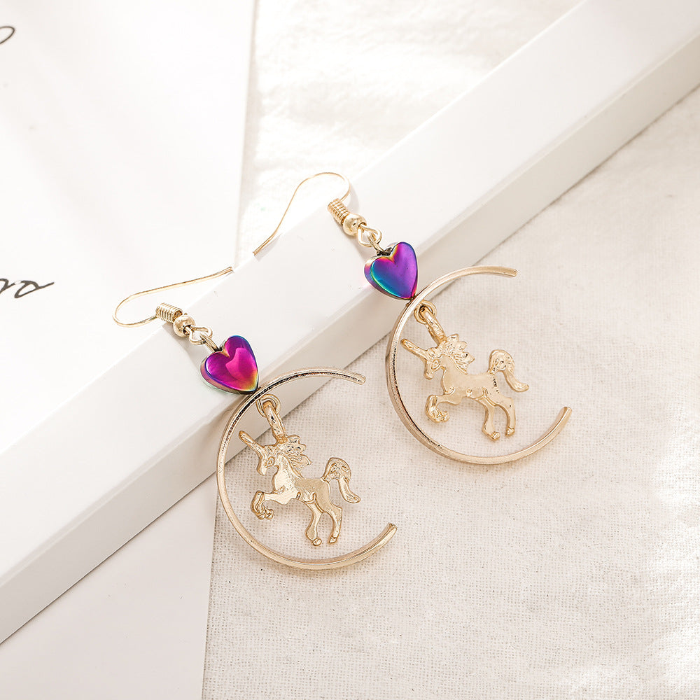 Golden Unicorn Dangle Earrings