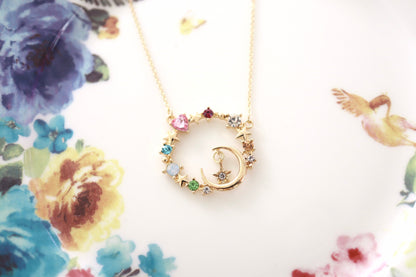 Sailor Moon Inspired Rainbow Crystal Ring Necklace