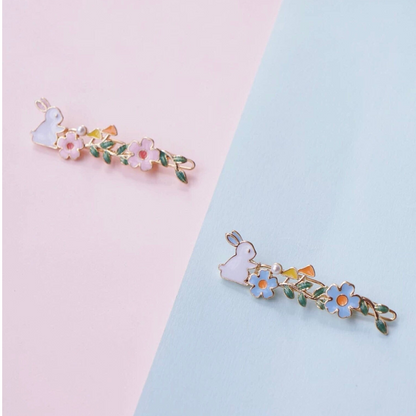 Rabbit/ Bunny Floral Garden Hair Clip