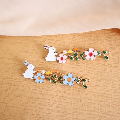 Rabbit/ Bunny Floral Garden Hair Clip