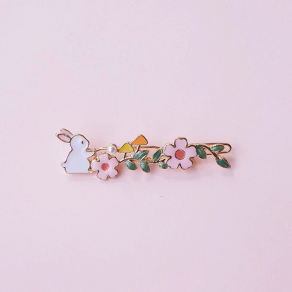 Rabbit/ Bunny Floral Garden Hair Clip